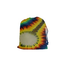 Red Blue Yellow Green Medium Rainbow Tie Dye Kaleidoscope Opaque Color Drawstring Pouches (small)  by Mariart