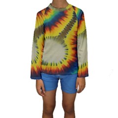 Red Blue Yellow Green Medium Rainbow Tie Dye Kaleidoscope Opaque Color Kids  Long Sleeve Swimwear by Mariart