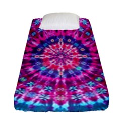 Red Blue Tie Dye Kaleidoscope Opaque Color Circle Fitted Sheet (single Size)