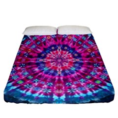 Red Blue Tie Dye Kaleidoscope Opaque Color Circle Fitted Sheet (california King Size)