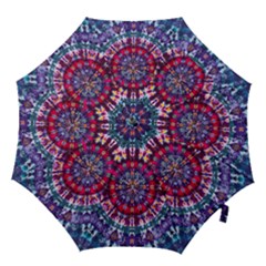Red Purple Tie Dye Kaleidoscope Opaque Color Hook Handle Umbrellas (medium) by Mariart