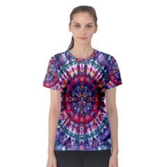 Red Purple Tie Dye Kaleidoscope Opaque Color Women s Sport Mesh Tee