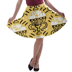 Trophy Beers Glass Drink A-line Skater Skirt by Mariart