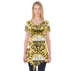 Trophy Beers Glass Drink Short Sleeve Tunic 