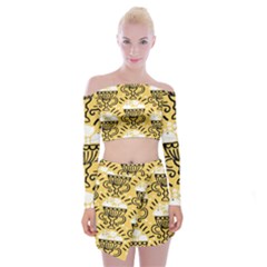 Trophy Beers Glass Drink Off Shoulder Top With Skirt Set by Mariart