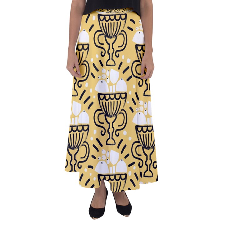Trophy Beers Glass Drink Flared Maxi Skirt