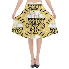 Trophy Beers Glass Drink Flared Midi Skirt by Mariart