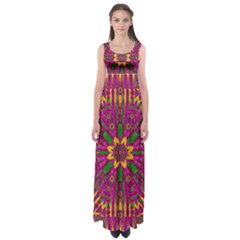 Feather Stars Mandala Pop Art Empire Waist Maxi Dress by pepitasart