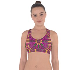 Feather Stars Mandala Pop Art Cross String Back Sports Bra by pepitasart