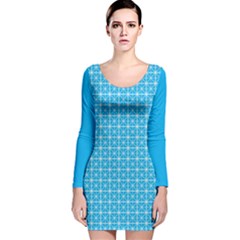 Simple Rectangular Pattern Long Sleeve Velvet Bodycon Dress
