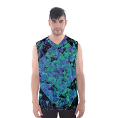 Blue And Green Tiles On Black Background Men s Basketball Tank Top by traceyleeartdesigns