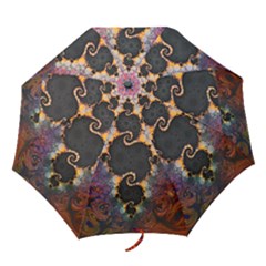 The Eye Of Julia, A Rainbow Fractal Paint Swirl Folding Umbrellas by jayaprime