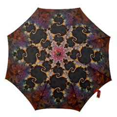 The Eye Of Julia, A Rainbow Fractal Paint Swirl Hook Handle Umbrellas (large) by jayaprime