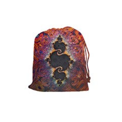 The Eye Of Julia, A Rainbow Fractal Paint Swirl Drawstring Pouches (medium)  by jayaprime