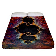 The Eye Of Julia, A Rainbow Fractal Paint Swirl Fitted Sheet (california King Size) by jayaprime