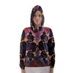 The Eye Of Julia, A Rainbow Fractal Paint Swirl Hooded Wind Breaker (women) by jayaprime