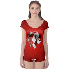 Funny Santa Claus  On Red Background Boyleg Leotard  by FantasyWorld7