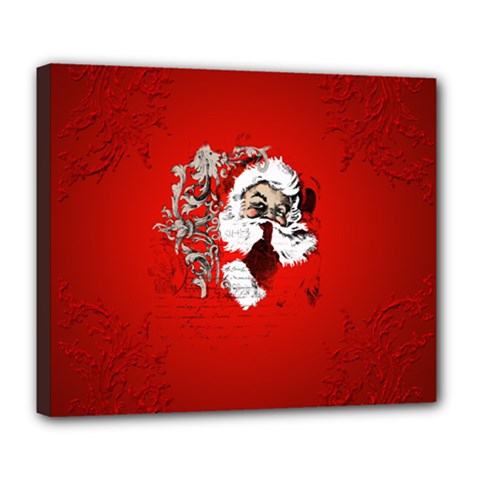 Funny Santa Claus  On Red Background Deluxe Canvas 24  X 20   by FantasyWorld7