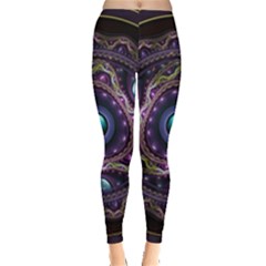 Beautiful Turquoise And Amethyst Fractal Jewelry Leggings  by jayaprime