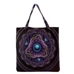 Beautiful Turquoise And Amethyst Fractal Jewelry Grocery Tote Bag by jayaprime