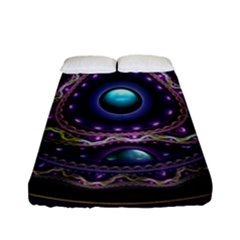 Beautiful Turquoise And Amethyst Fractal Jewelry Fitted Sheet (full/ Double Size) by jayaprime