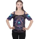 Beautiful Turquoise and Amethyst Fractal Jewelry Women s Cutout Shoulder Tee View1