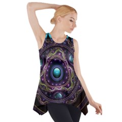 Beautiful Turquoise And Amethyst Fractal Jewelry Side Drop Tank Tunic by jayaprime