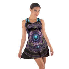 Beautiful Turquoise And Amethyst Fractal Jewelry Cotton Racerback Dress