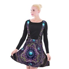 Beautiful Turquoise And Amethyst Fractal Jewelry Suspender Skater Skirt by jayaprime