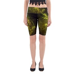 Beautiful Emerald Fairy Ferns In A Fractal Forest Yoga Cropped Leggings by jayaprime
