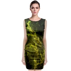 Beautiful Emerald Fairy Ferns in a Fractal Forest Sleeveless Velvet Midi Dress