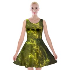 Beautiful Emerald Fairy Ferns in a Fractal Forest Velvet Skater Dress
