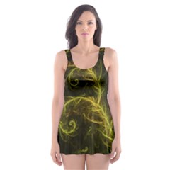 Fractal Hybrid Of Guzmania Tuti Fruitti And Ferns Skater Dress Swimsuit by jayaprime