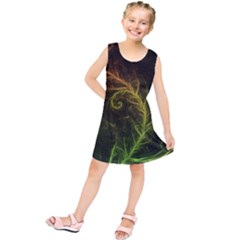 Fractal Hybrid Of Guzmania Tuti Fruitti And Ferns Kids  Tunic Dress by jayaprime