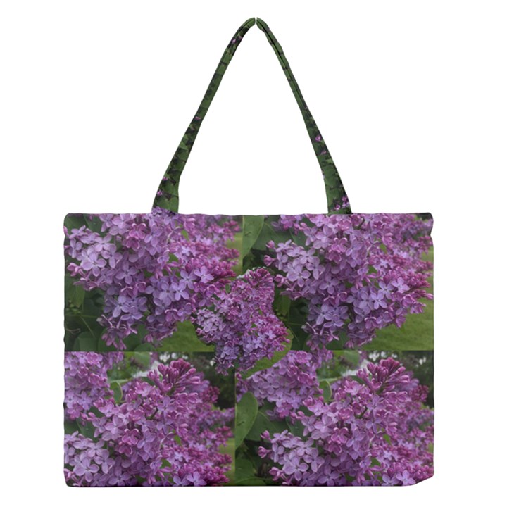 Purple Flowers Medium Zipper Tote Bag