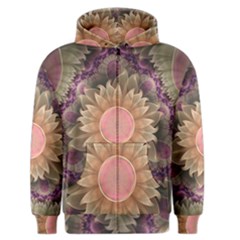 Pastel Pearl Lotus Garden Of Fractal Dahlia Flowers Men s Zipper Hoodie by jayaprime