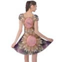 Pastel Pearl Lotus Garden of Fractal Dahlia Flowers Cap Sleeve Dresses View2