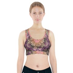 Pastel Pearl Lotus Garden Of Fractal Dahlia Flowers Sports Bra With Pocket by jayaprime