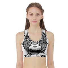 Ornate Buddha Sports Bra With Border by Valentinaart