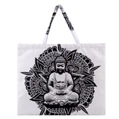 Ornate Buddha Zipper Large Tote Bag by Valentinaart