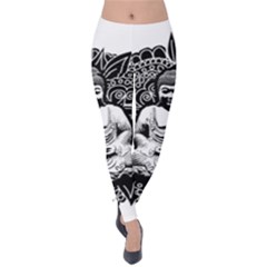 Ornate Buddha Velvet Leggings by Valentinaart