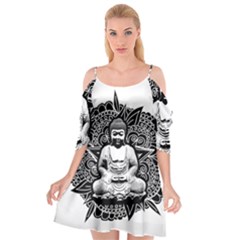 Ornate Buddha Cutout Spaghetti Strap Chiffon Dress by Valentinaart