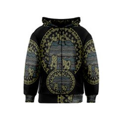 Ornate Mandala Elephant  Kids  Zipper Hoodie by Valentinaart