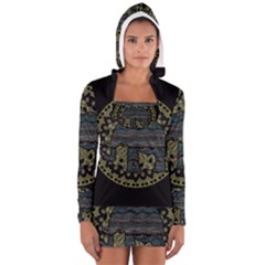 Ornate Mandala Elephant  Women s Long Sleeve Hooded T-shirt by Valentinaart