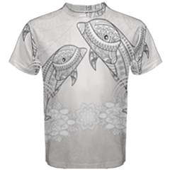 Beautiful Dolphin, Mandala Design Men s Cotton Tee by FantasyWorld7