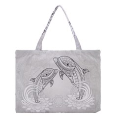 Beautiful Dolphin, Mandala Design Medium Tote Bag by FantasyWorld7