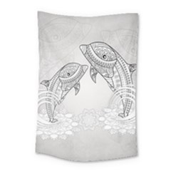 Beautiful Dolphin, Mandala Design Small Tapestry by FantasyWorld7
