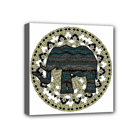 Ornate mandala elephant  Mini Canvas 4  x 4 