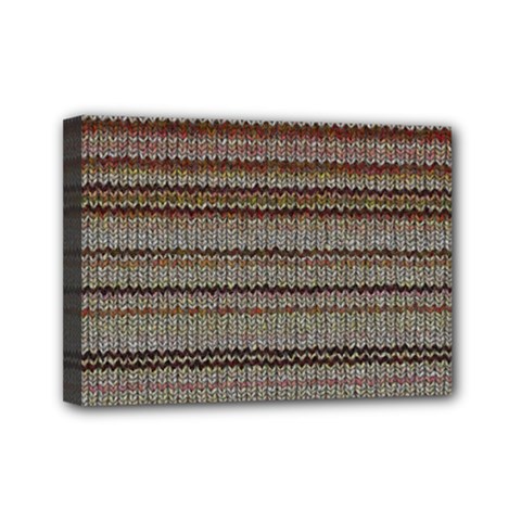 Stripy Knitted Wool Fabric Texture Mini Canvas 7  X 5  by BangZart