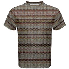 Stripy Knitted Wool Fabric Texture Men s Cotton Tee by BangZart